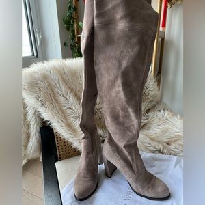 Stuart Weitzman Taupe Suede Over-The-Knee Boots